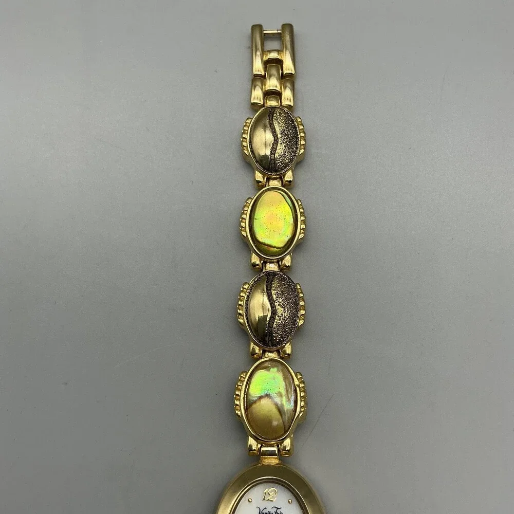 Vintage Vanity Fair Womens Watch 16mm Abalone Scarab Band New Battery 7.25